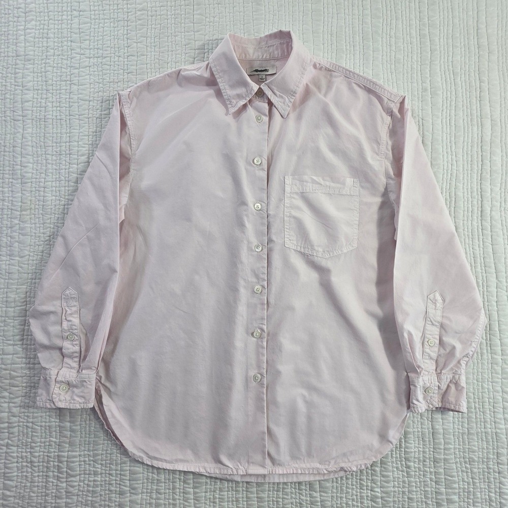 Madewell Light Pink Cotton Button Down Shirt Long Sleeve Pocket Top EUC NY392 S
